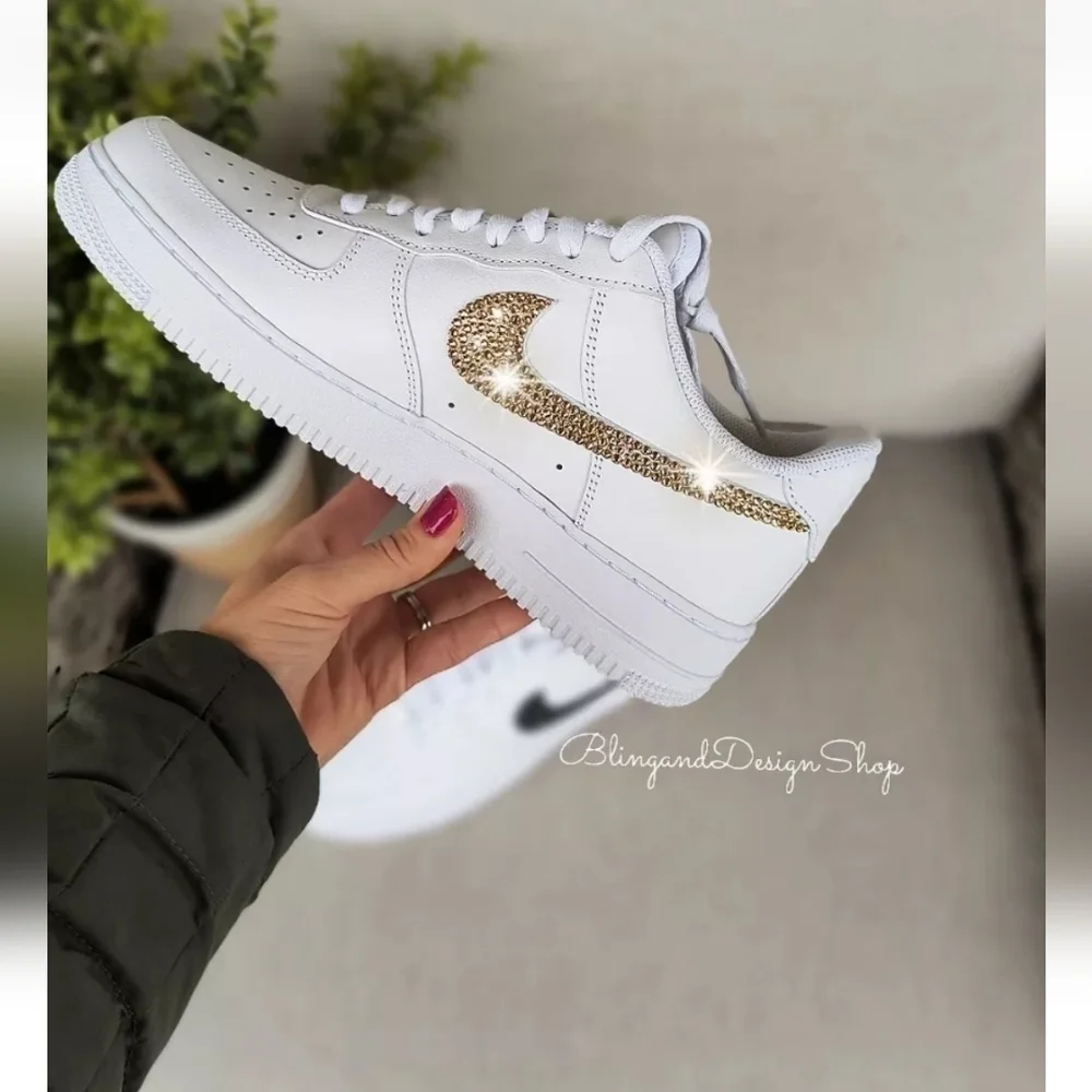 Bling Nike Air Force 1 Low Sneakers Customized with Swarovski Crystals Custom